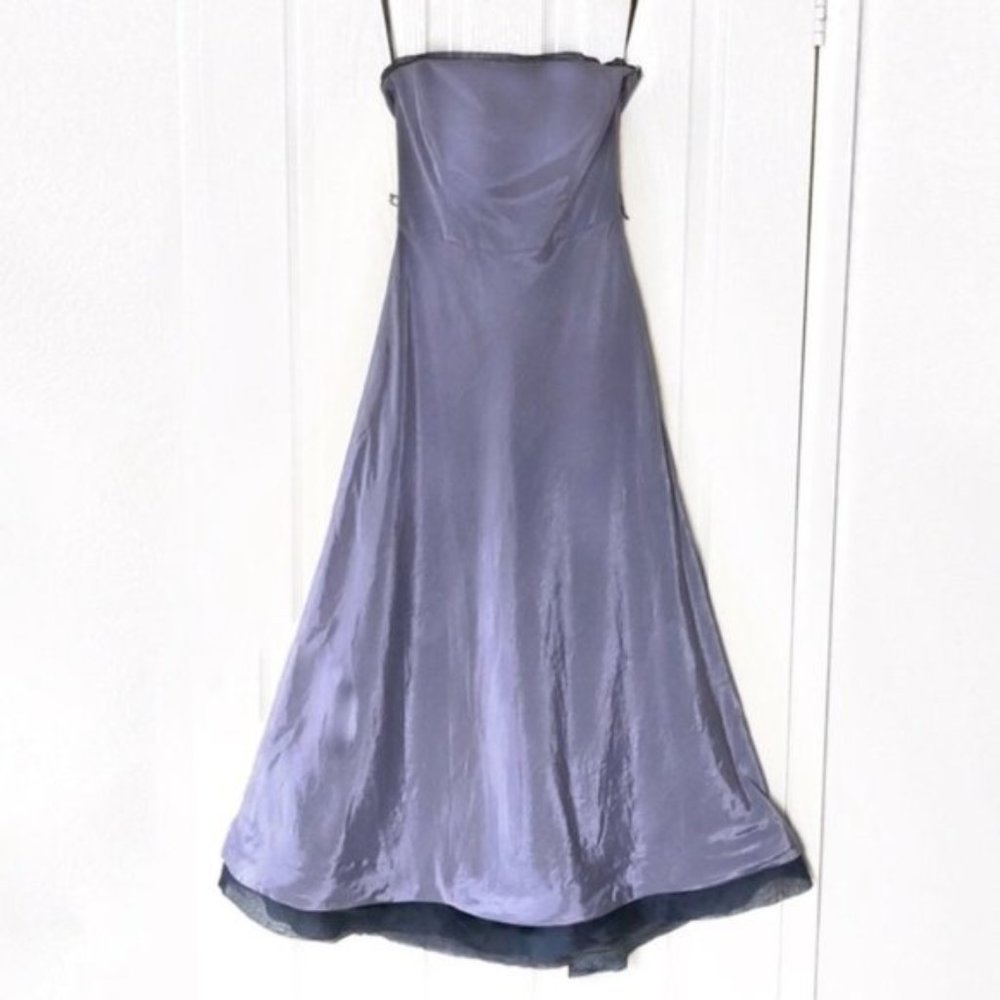 Thread Strapless Lavender Prom Dress